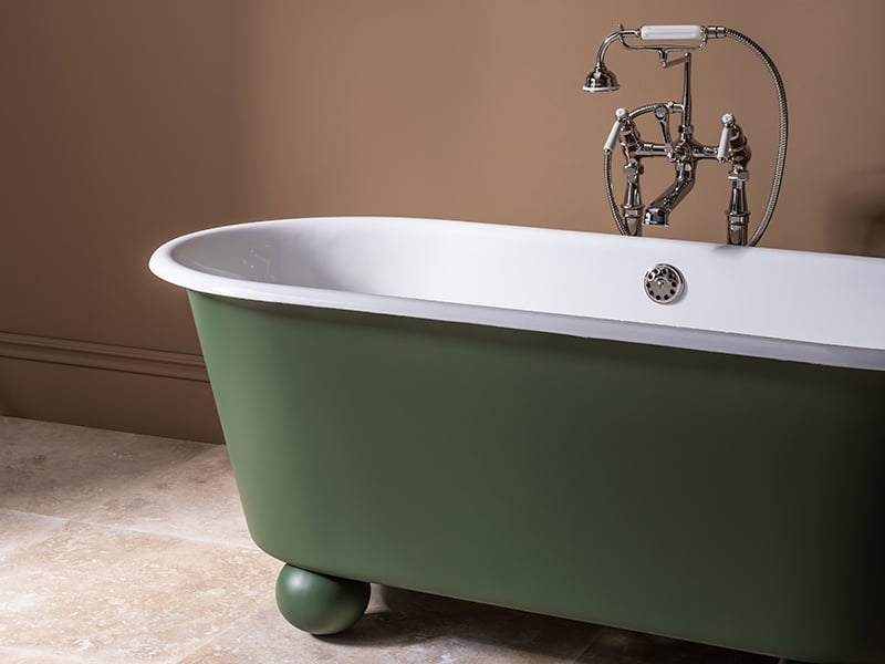 Green Stour by Drummonds tub in a brown room