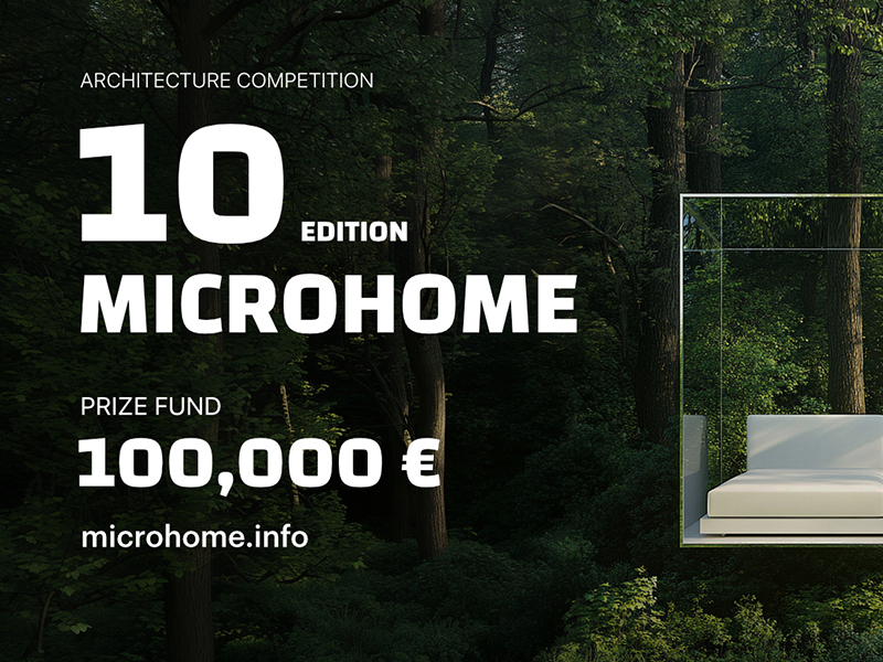 Microhome 10th edition banner - forest background with white text