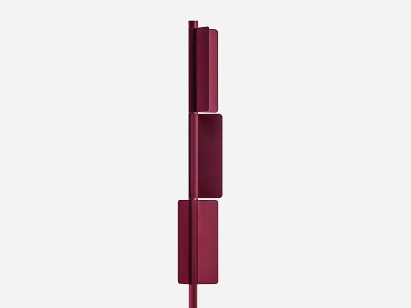 Red Kawara lamp by Pedali with three aluminum fins