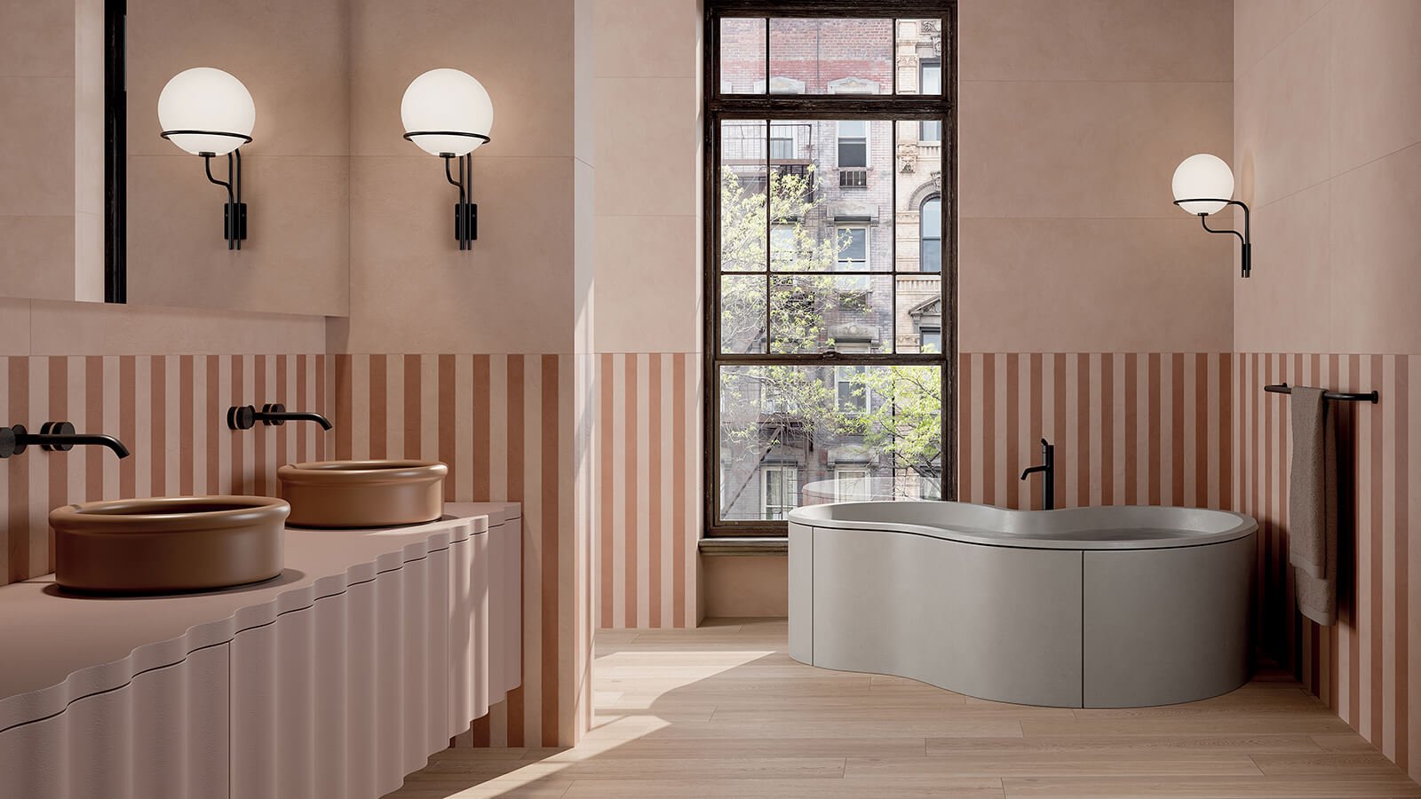 Cersaie 2025 preview: ABK’s Alterego collection in the Clay and Cotto colourways.