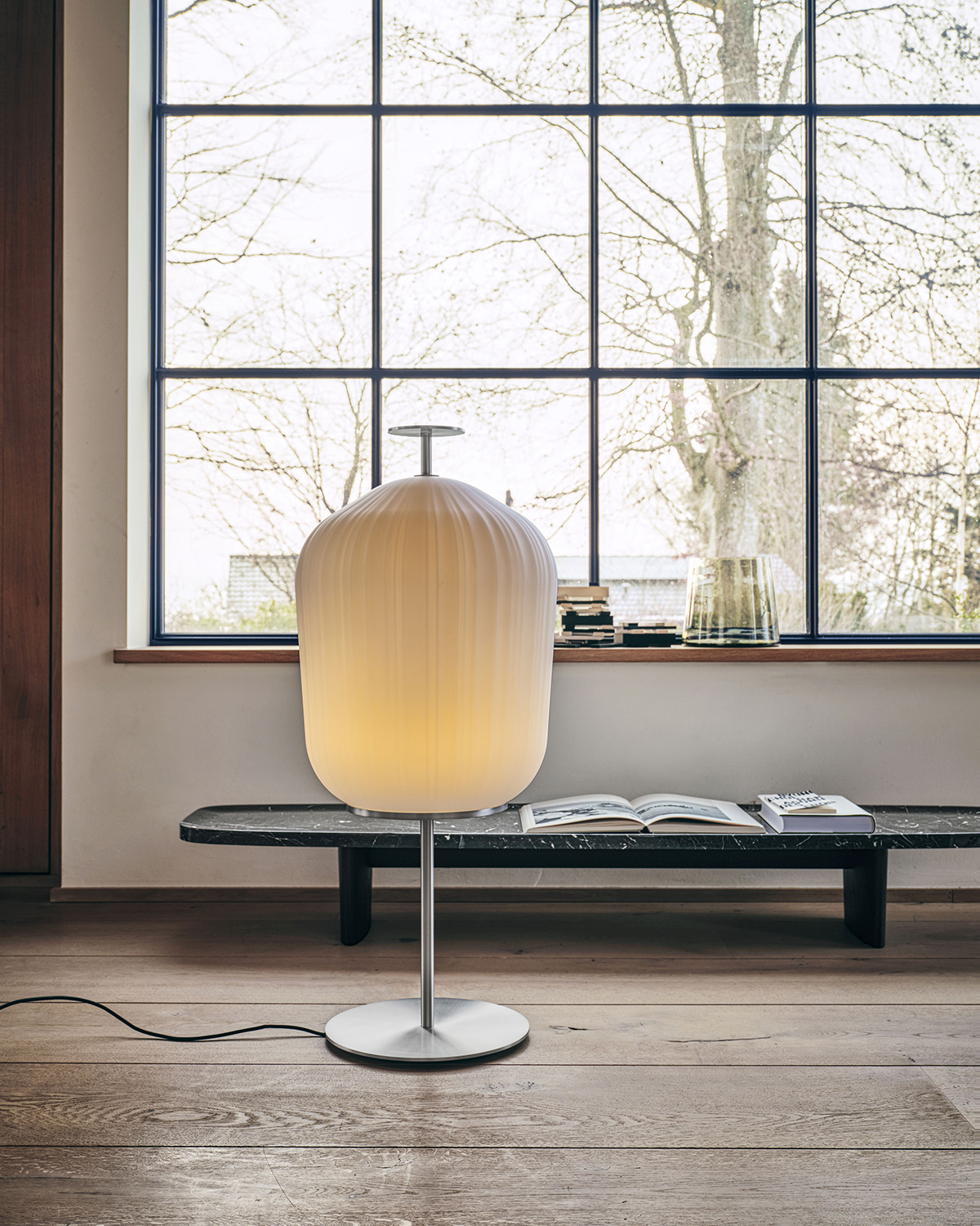 Plissée floor lamp from ClassiCon now available with aluminum components