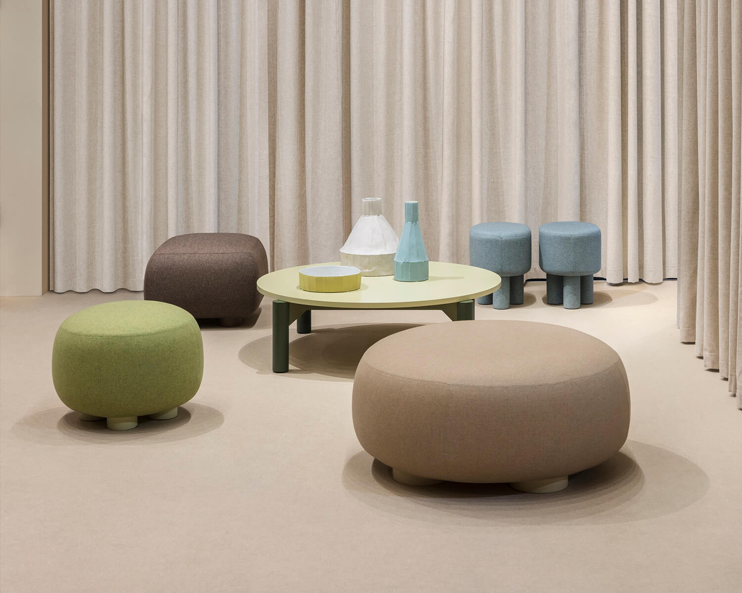 Zoey Seating from Dieffebi is available in multiple sizes and geometric shapes