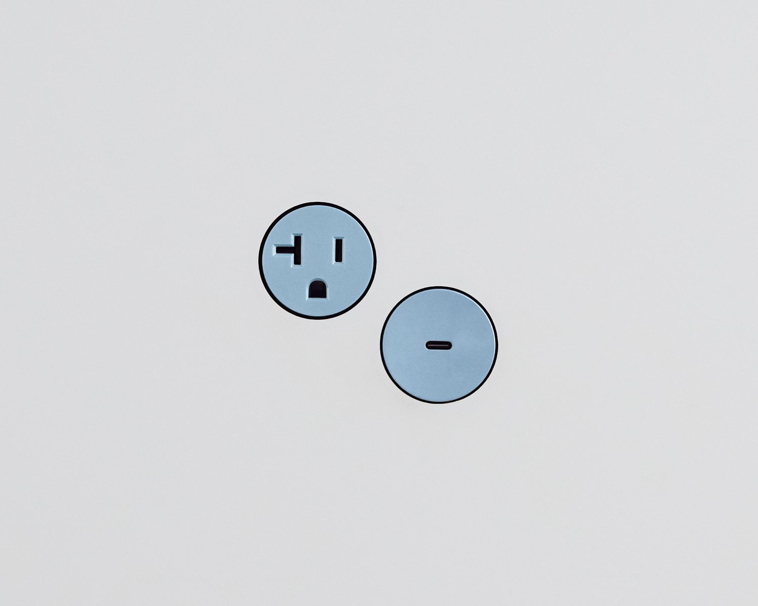 Round blue electrical outlets