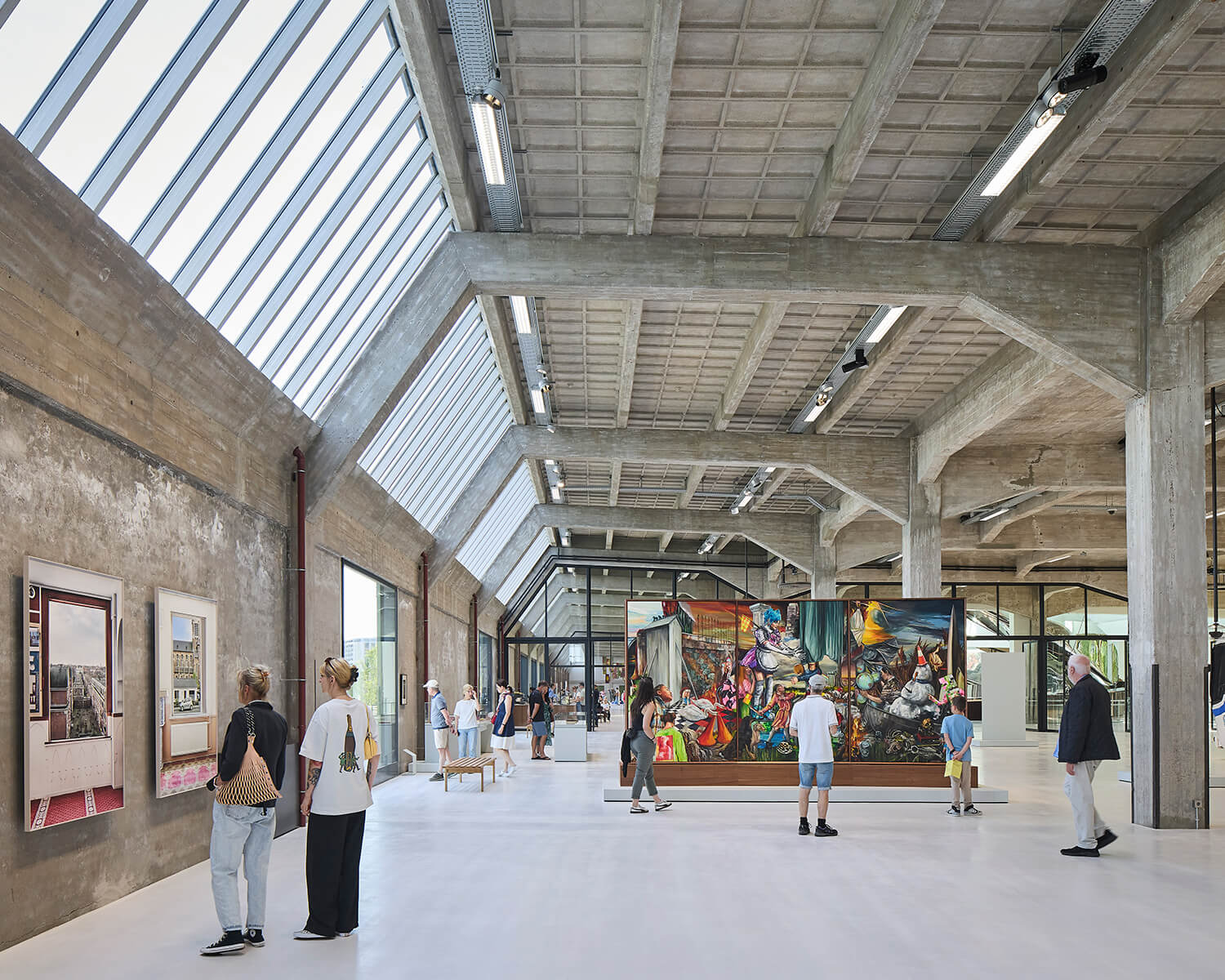 Art gallery inside concrete warehouse