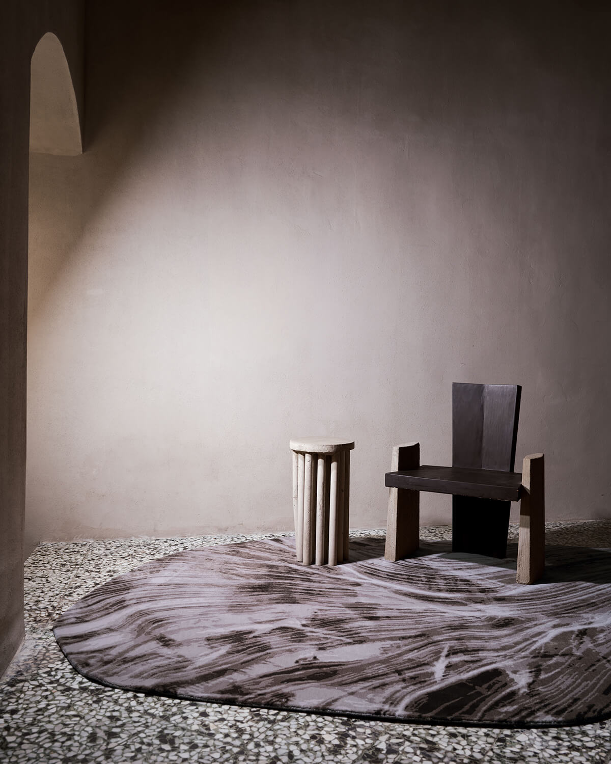 Falls Graphite Shaped from the Flow as Form rug collection by David Rockell for The Rug Company