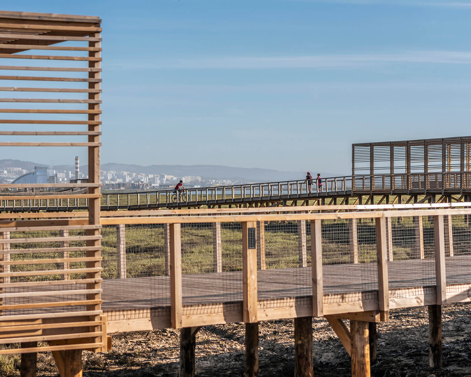 Elevated wooden boardwalk