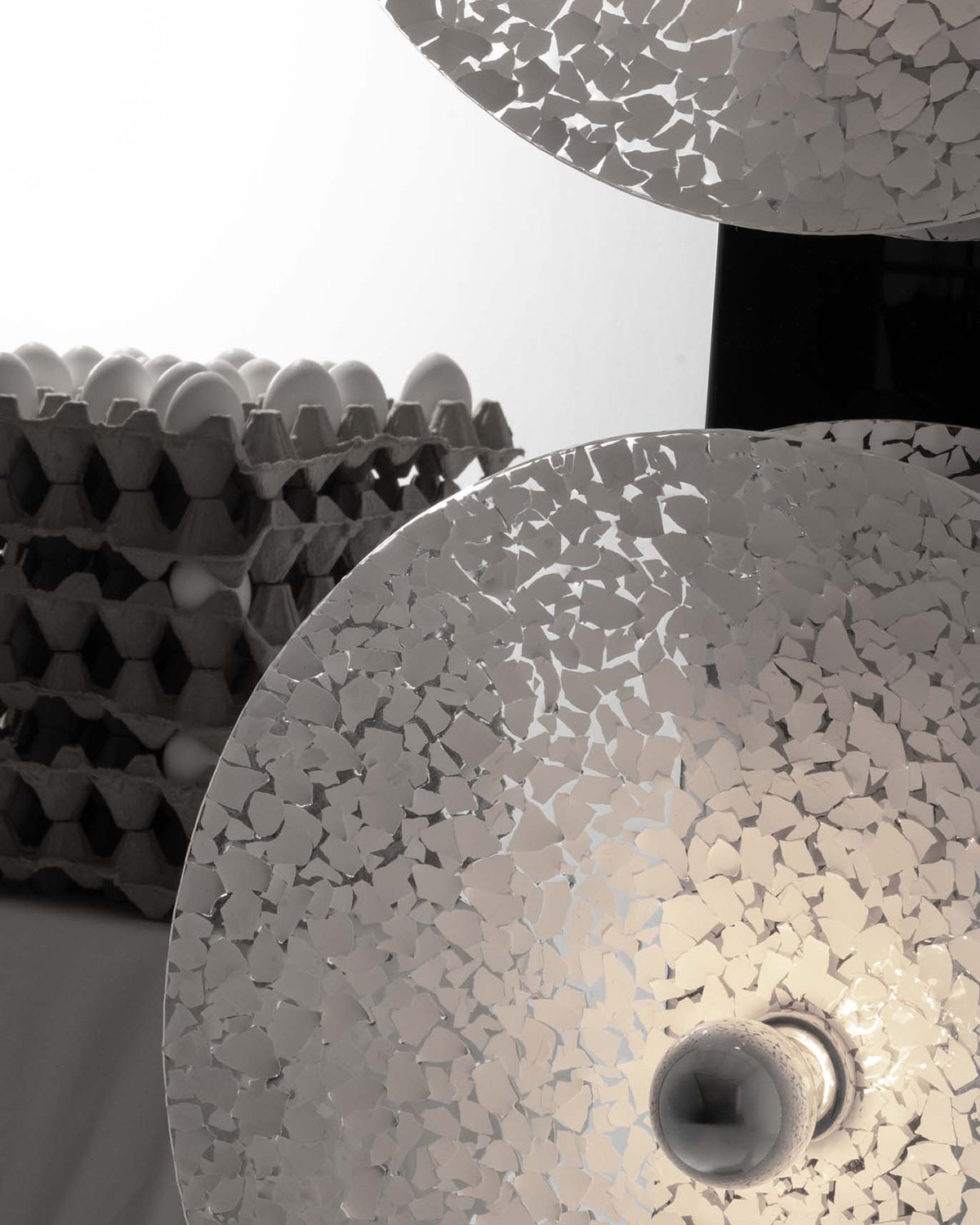 Close up of diffuser made from egg shell fragments