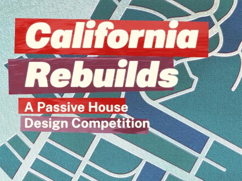 California Rebuilds Design Competition poster (red, blue and white)