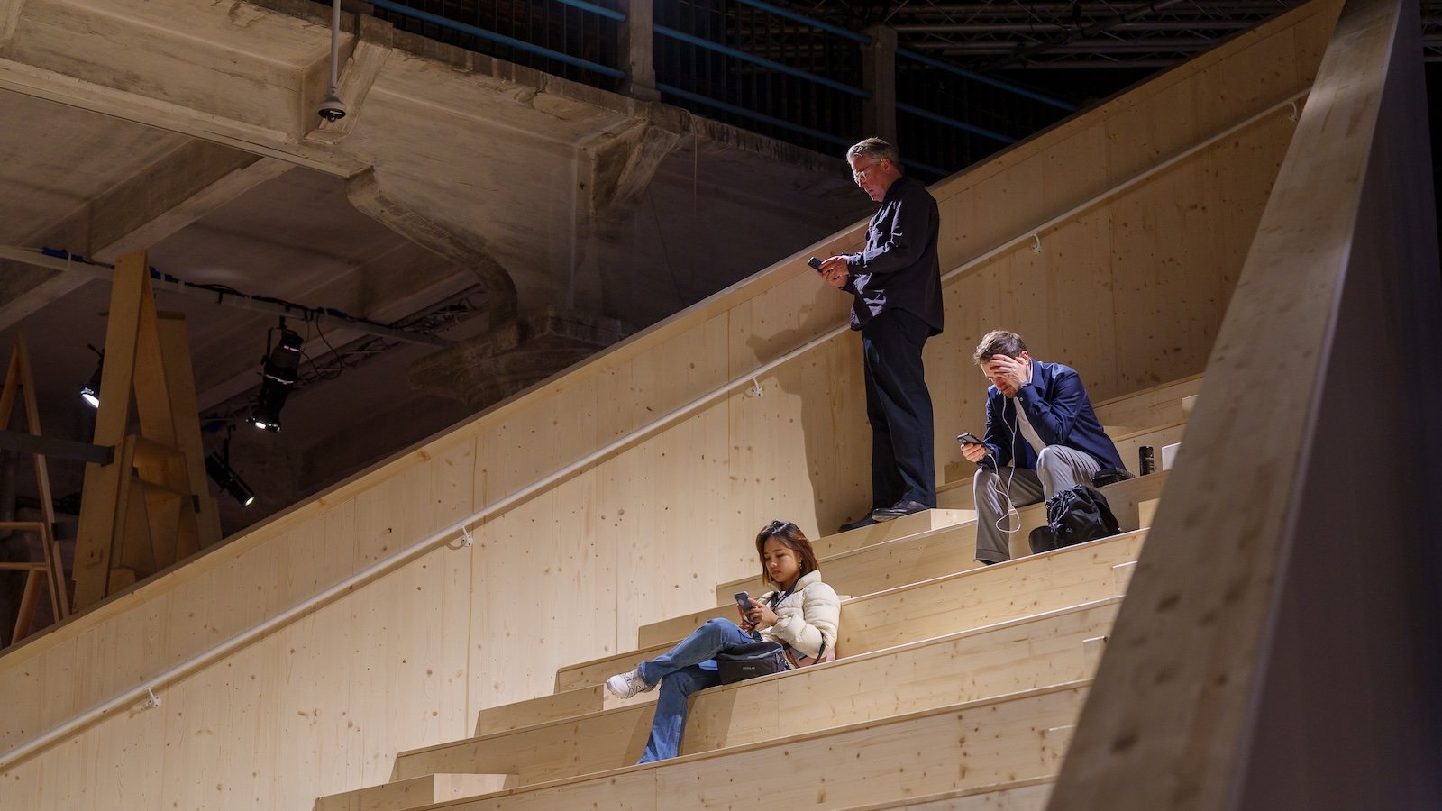 Christopher Hawthorne on the stairs of speakers corner in Venice