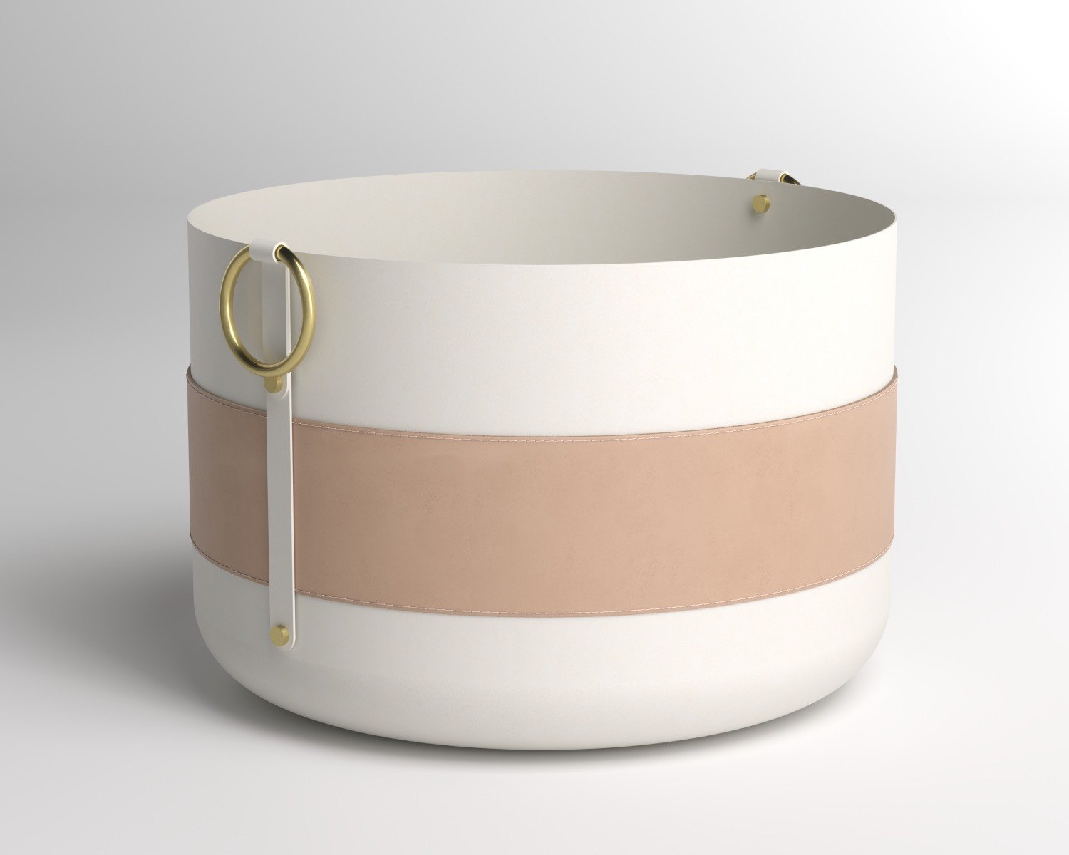 White and pink circular basket