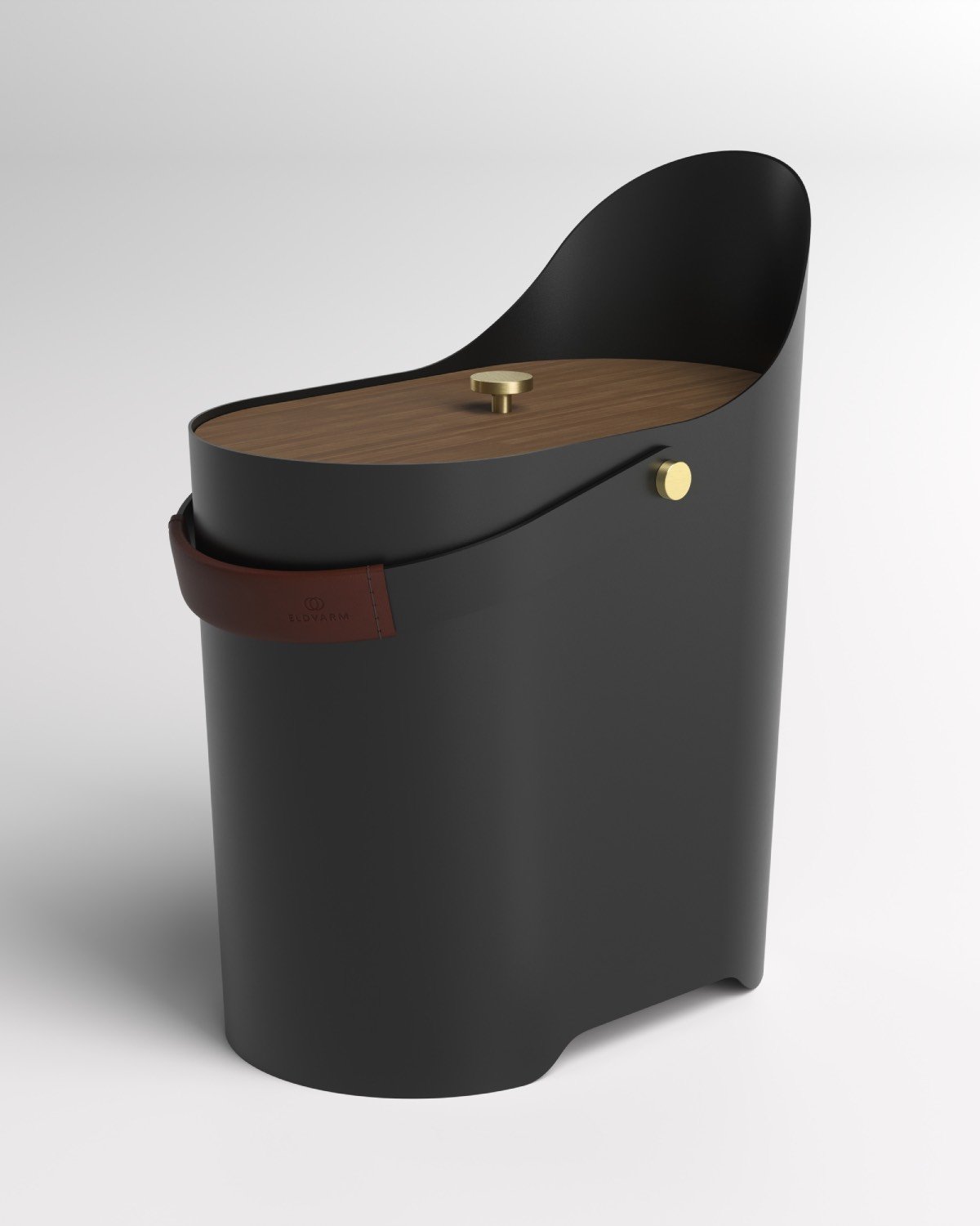 Tilda Ash Bucket in Havane with oiled walnut lid Eldvarm