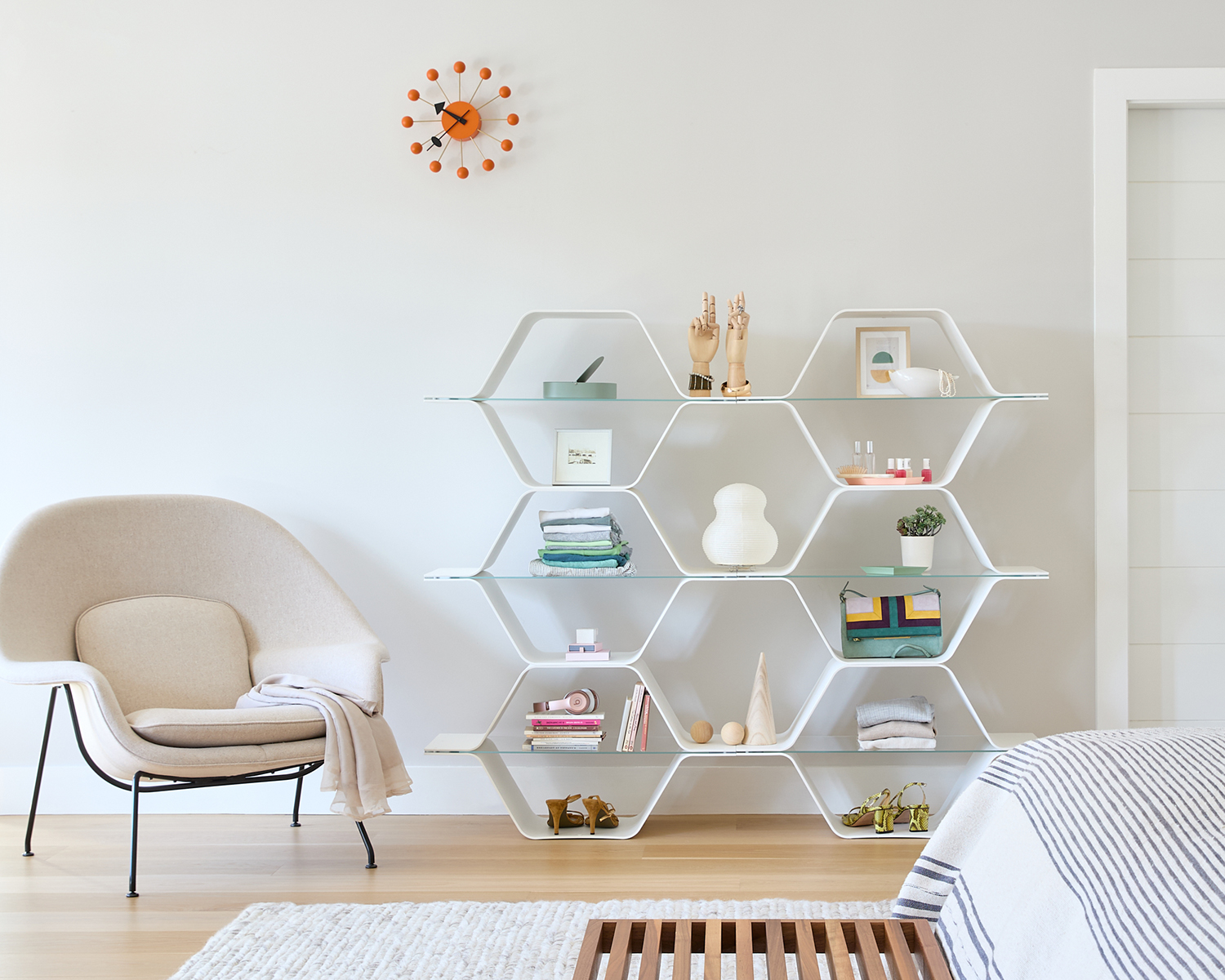 Honeycomb shelving system by Heller