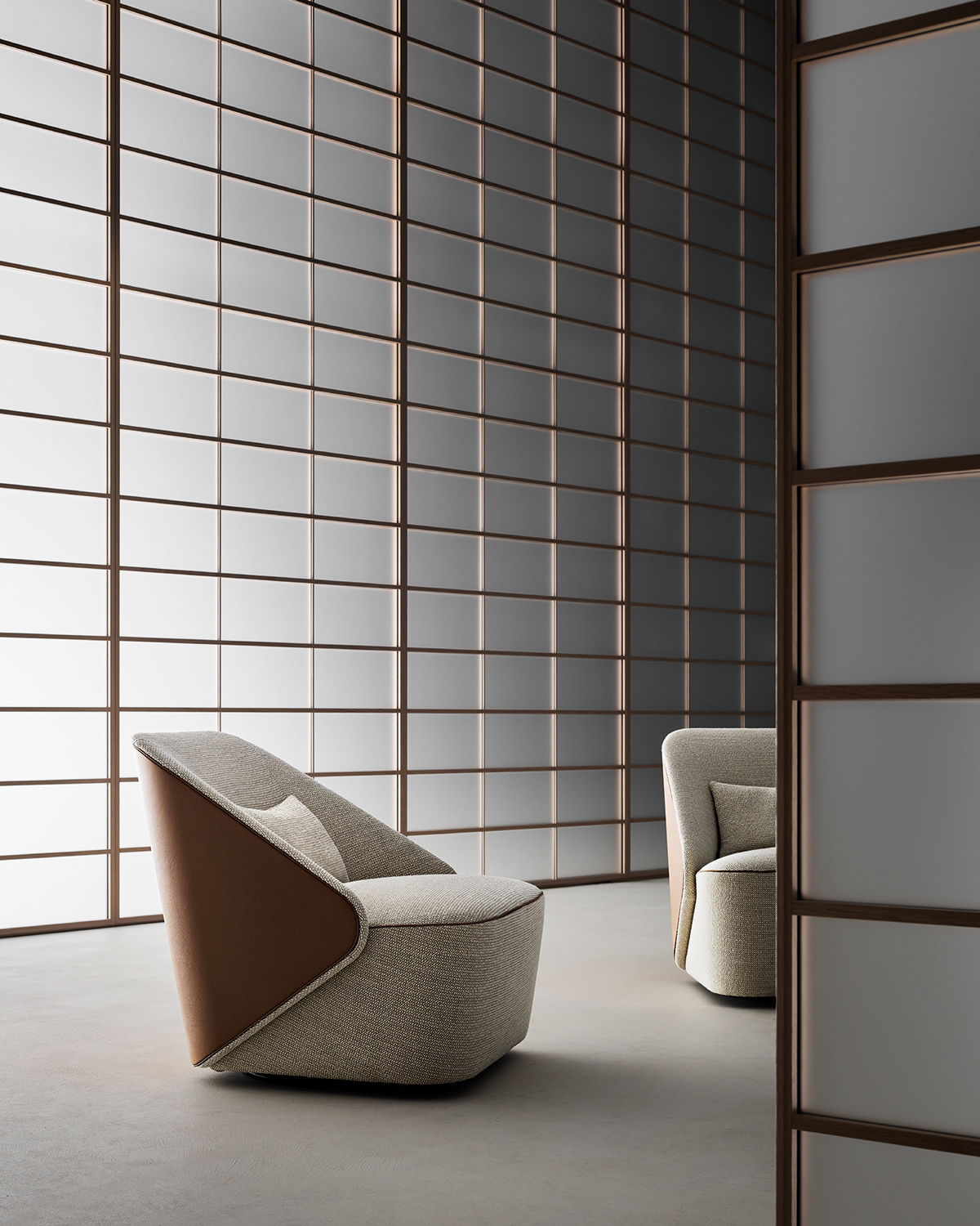 Nest armchair with leather back Rimadesio
