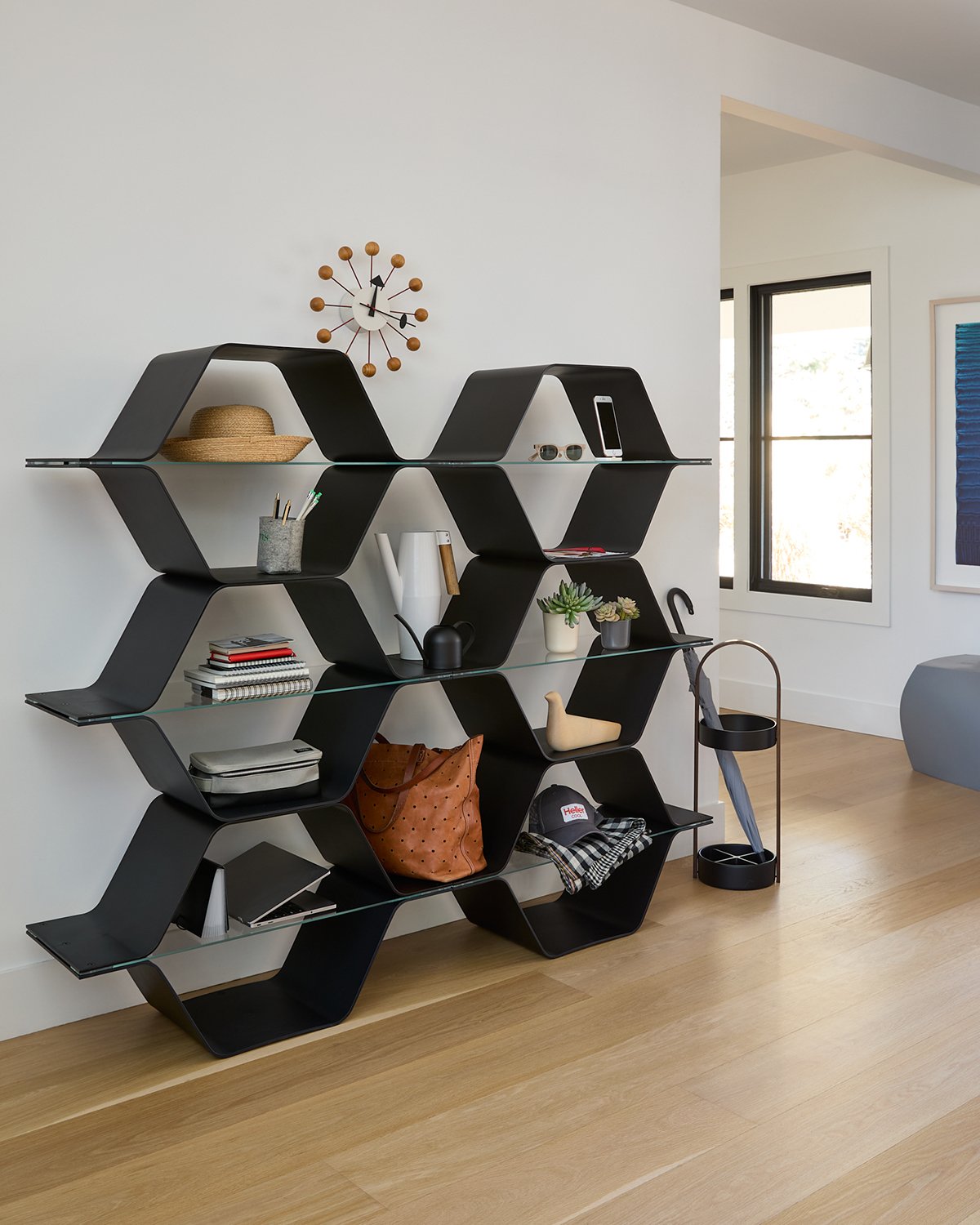 Honeycomb shelving system by Heller