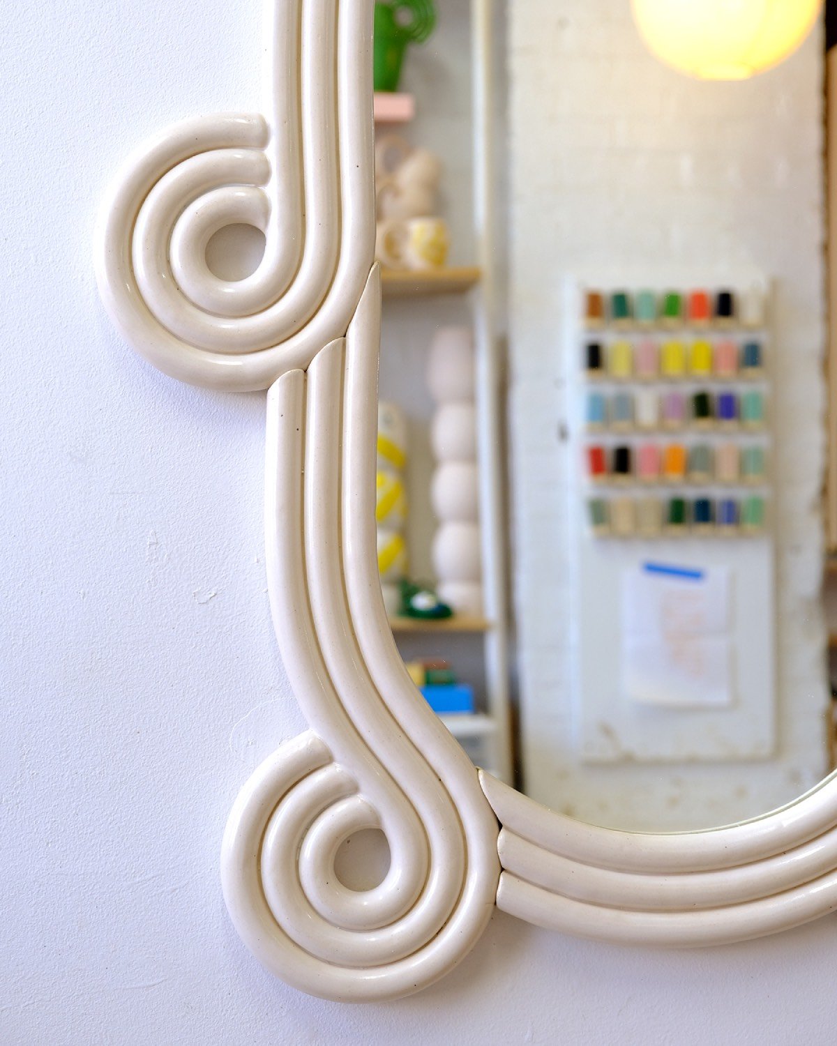 Mirror with cream frame
