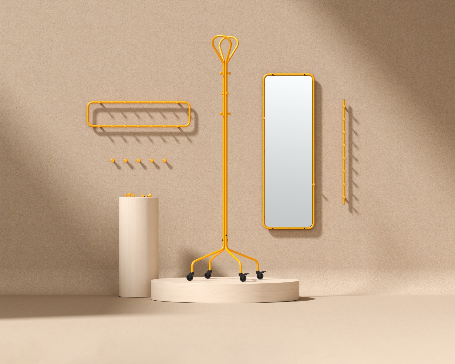 The new Classics collection from Essem Design by Kauppi & Kauppi includes a coat stand, coat rack, mirror, hook strip and hooks
