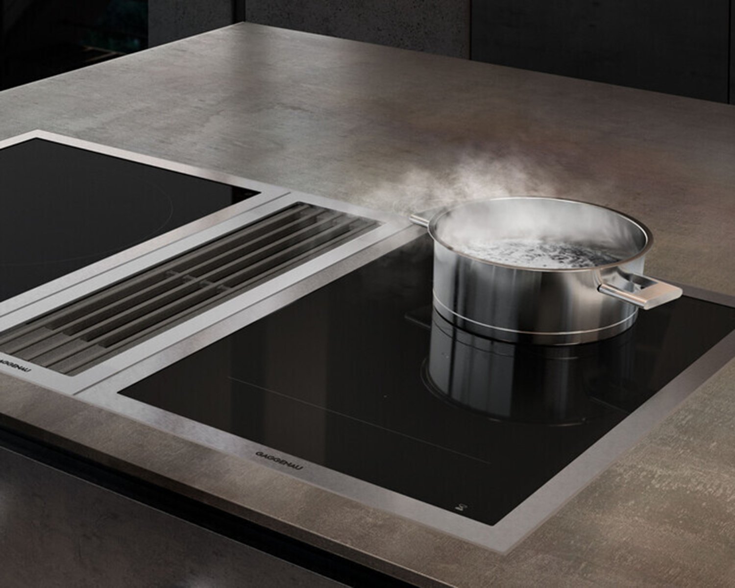 The company’s professional-grade cooktops are considered down to the details, from intuitive controls to powerful downdraft ventilation.