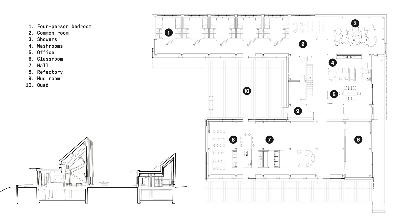 Floor plan of the Koffler Scientific Reserve by Montgomery Sisam