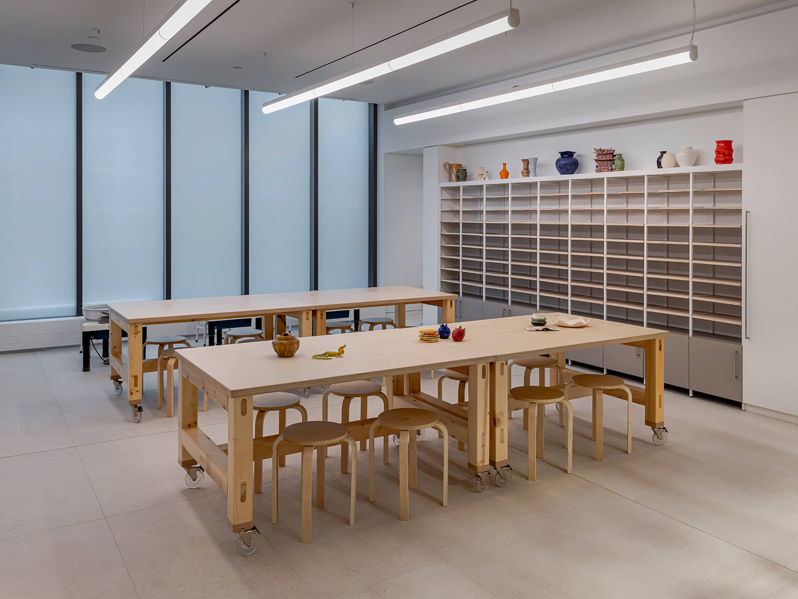 Pottery workshop with wooden furnishings