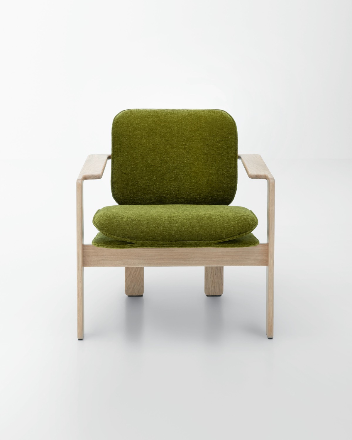 Green chair with oak frame