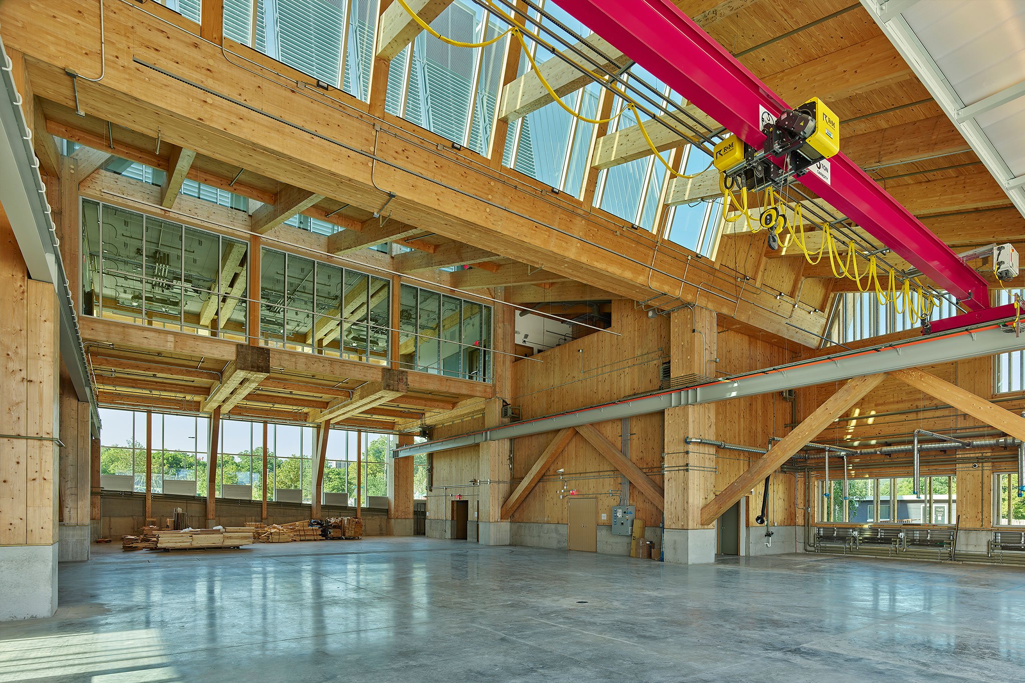 Large open, shed-like fabrication workshop at Anthony Timberland Center, one of the best architecture projects of 2025