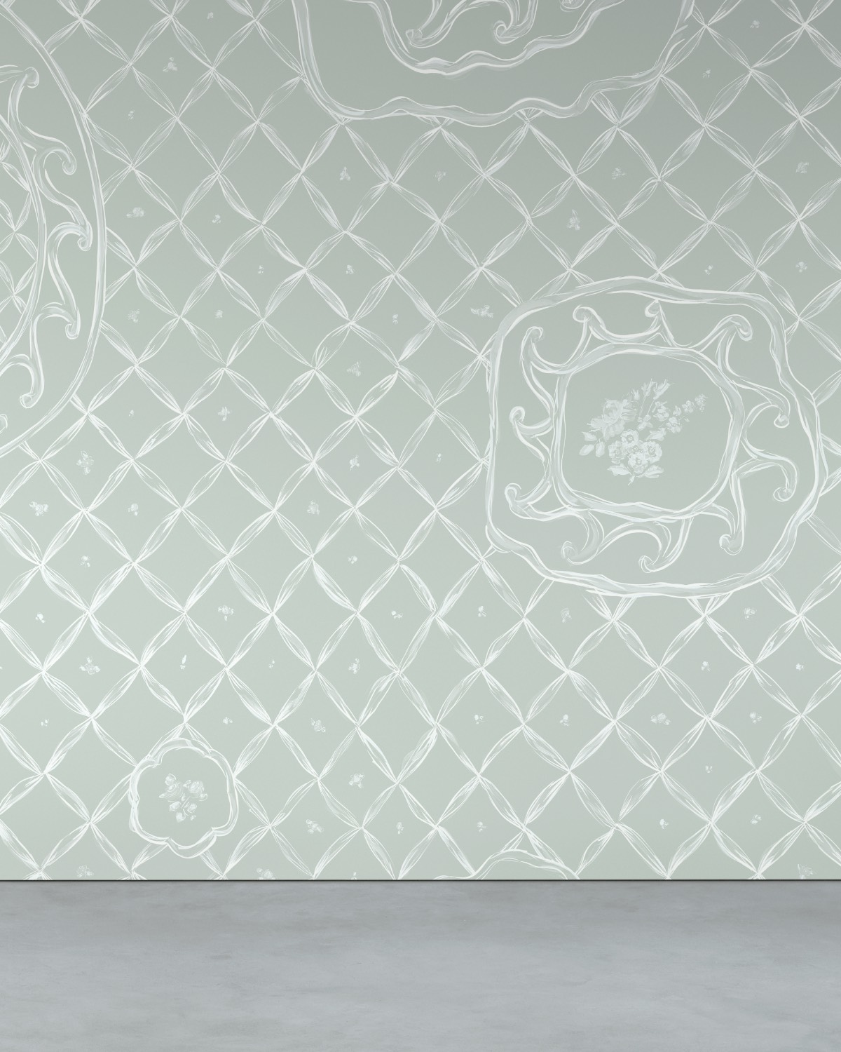 Lattice Wallpaper in Celadon Calico
