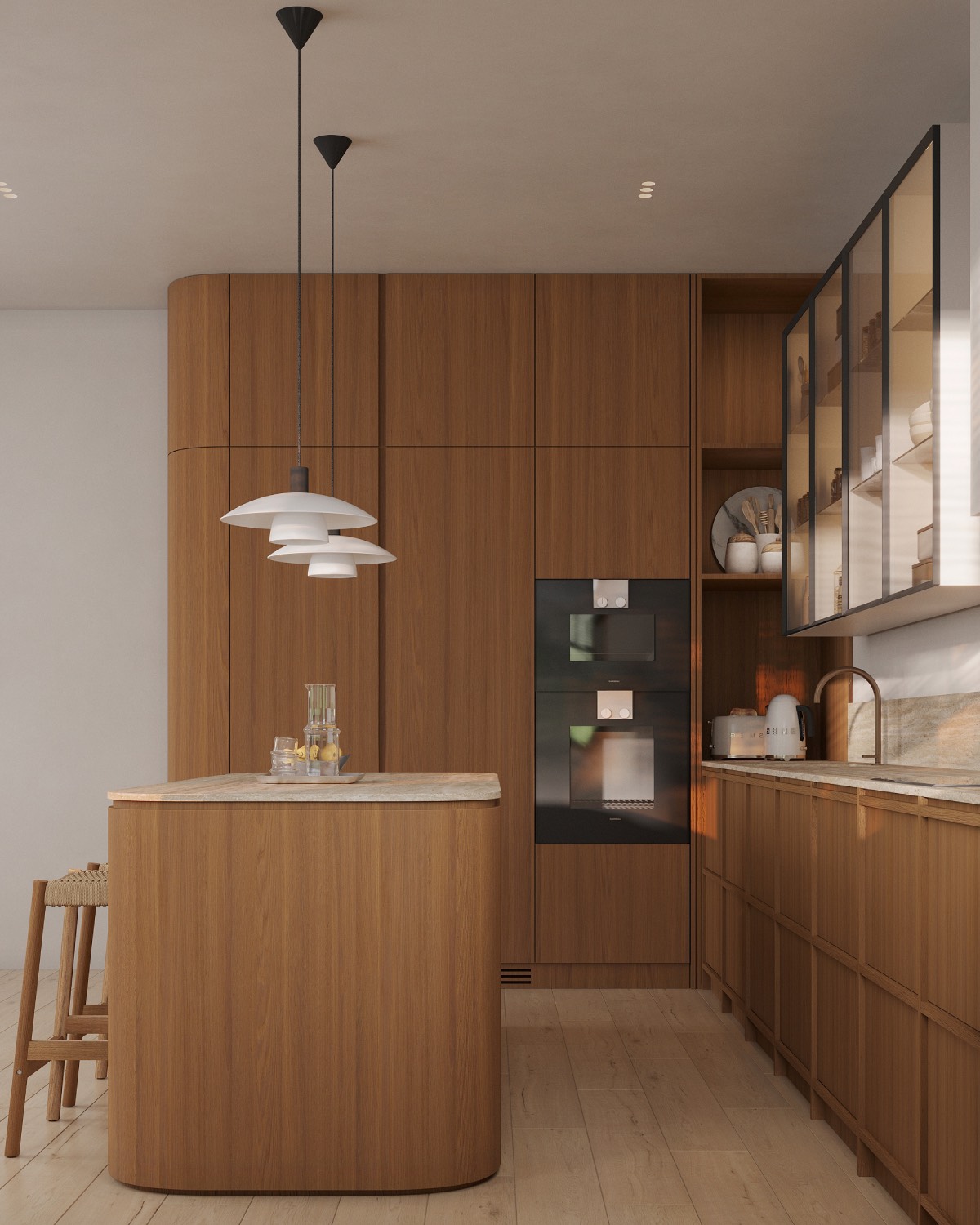 Gaggenau appliances can be integrated in the tall cabinet of the Forma kitchen by Corner