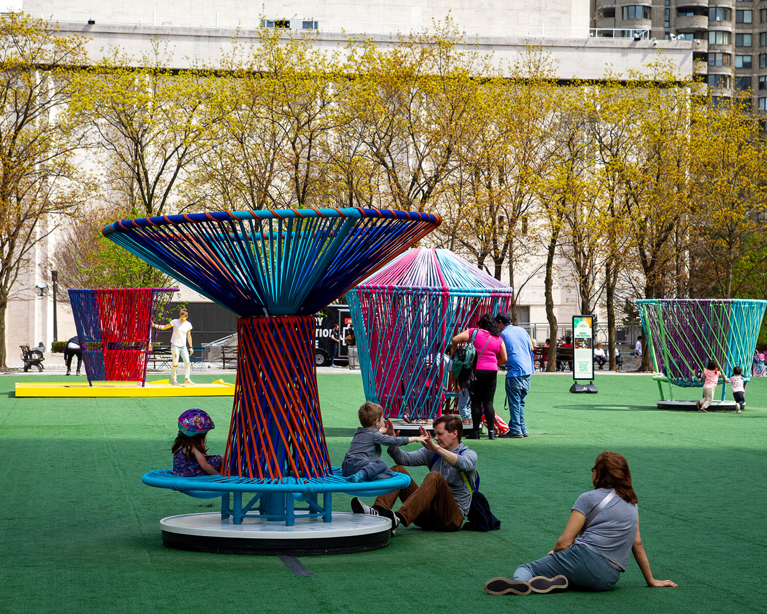 Los Trompos installation by Esrawe + Cadena for Creos