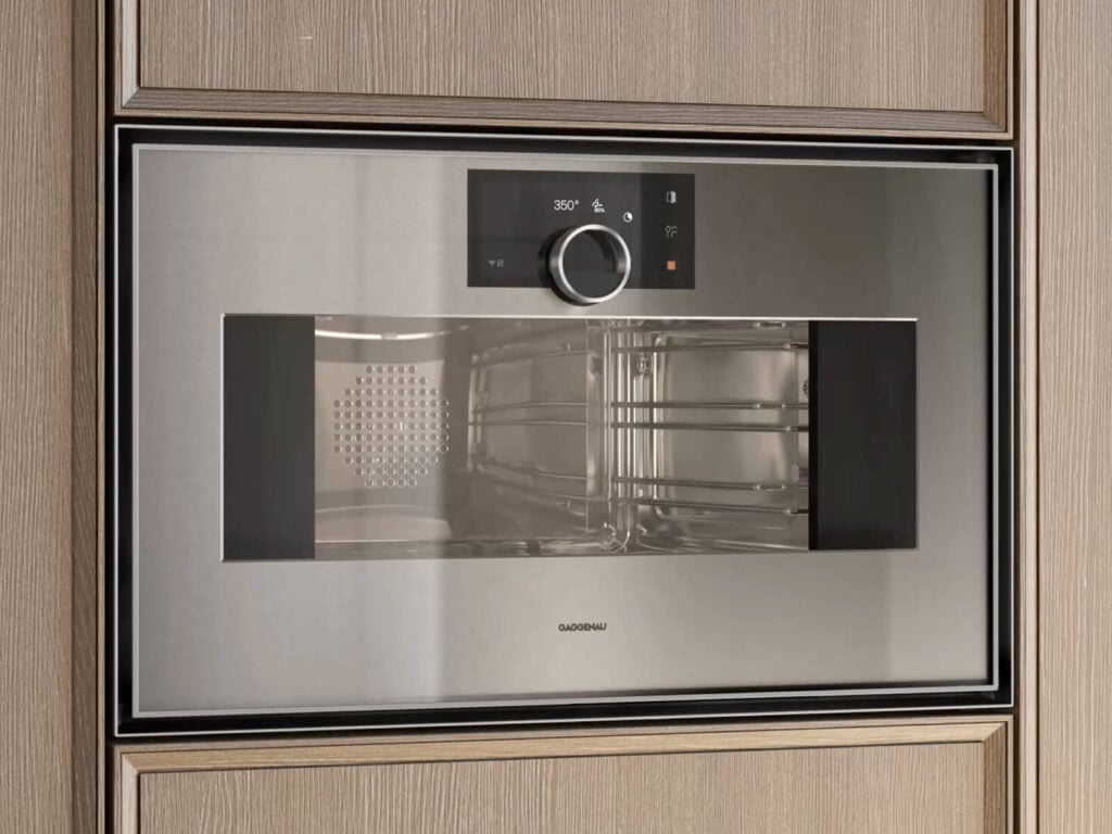 Close-up of wall mounted oven