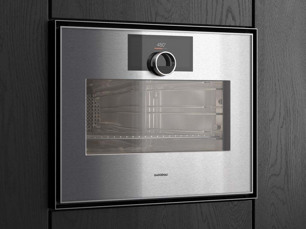 Close-up of wall mounted oven