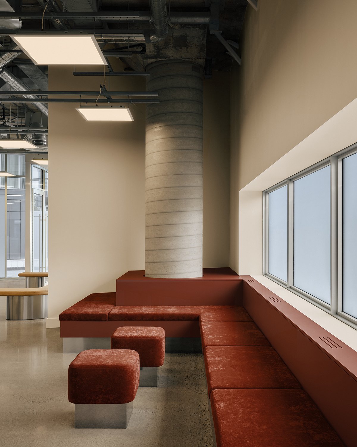 Red velvet banquette