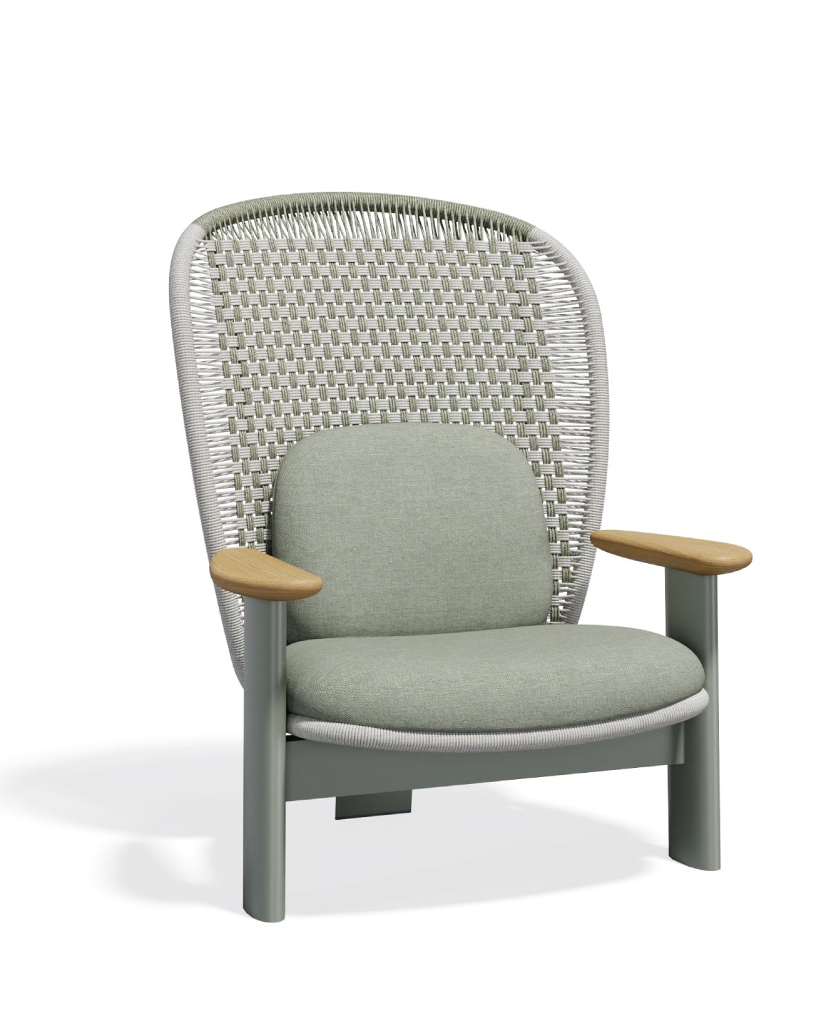 Green outdoor lounge chair with high back