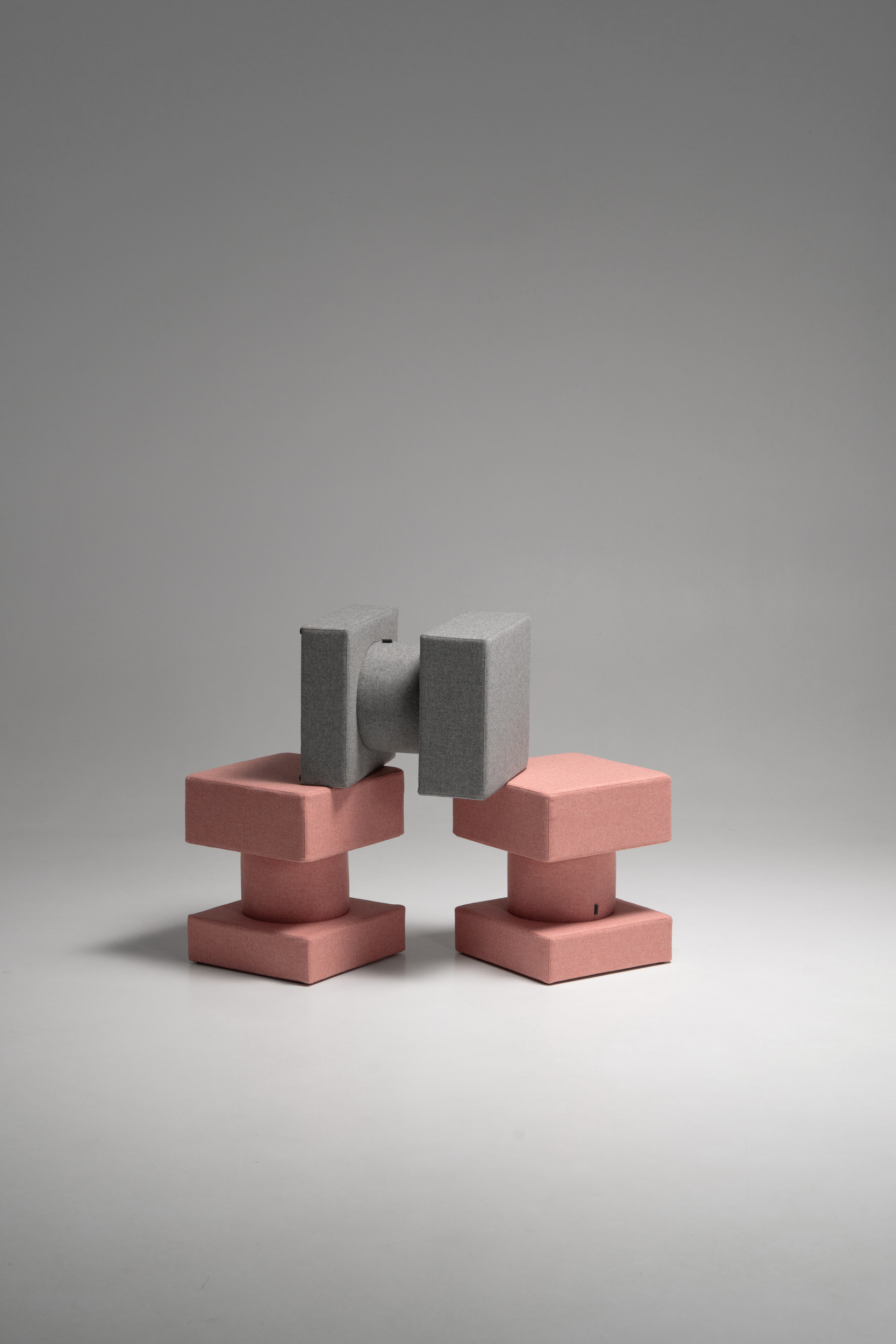 Pink and grey stools