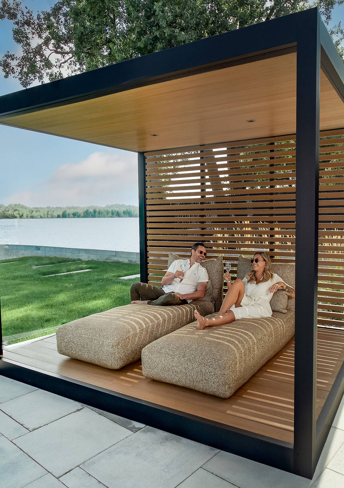 NewTechWood Pavilion with two loungers