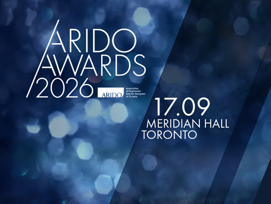 ARIDO Awards 2026 event poster with date 17.09 and location Meridian Hall, Toronto, on a blue, blurred background.